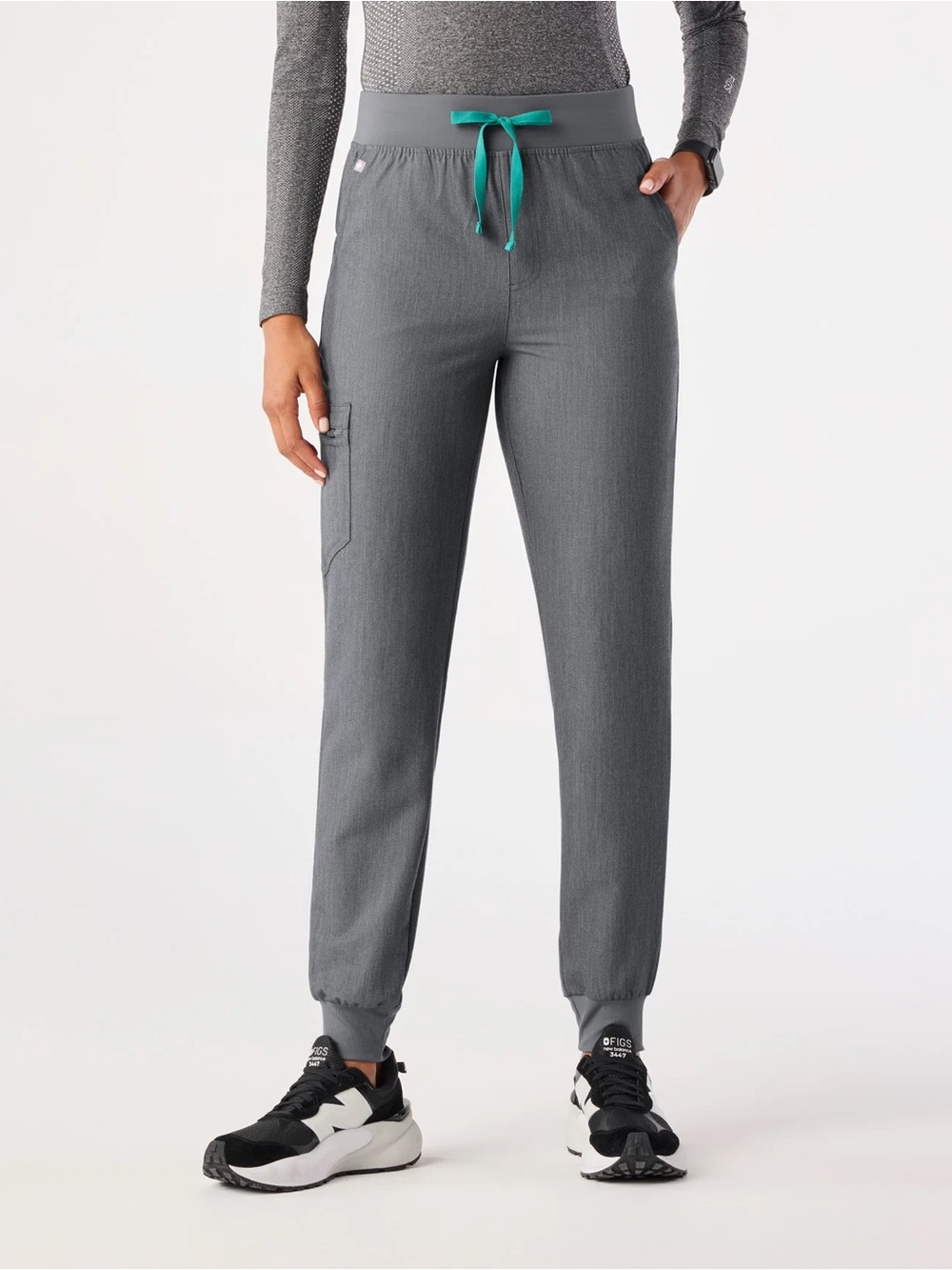 NWT Figs Zamora High Waisted Jogger Scrub Pants Grey XS